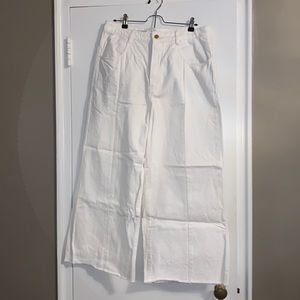 Pilcro and the Letterpress Wide Leg White Jeans 32